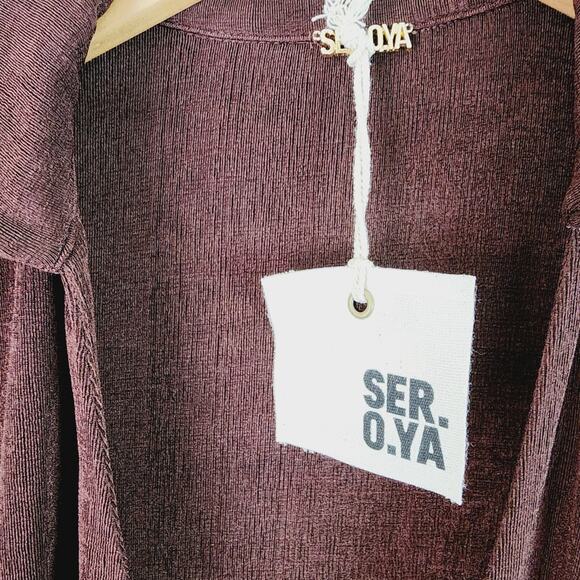 SER.O.YA Retrofete Elm Velvet Wrap Midi Dress Brown V-Neck S NWT - Picture 9 of 14